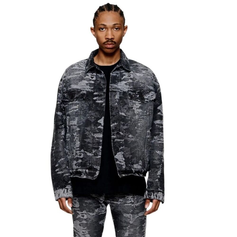 Purple Brand Jacket Textured Shirt Mens Black P027